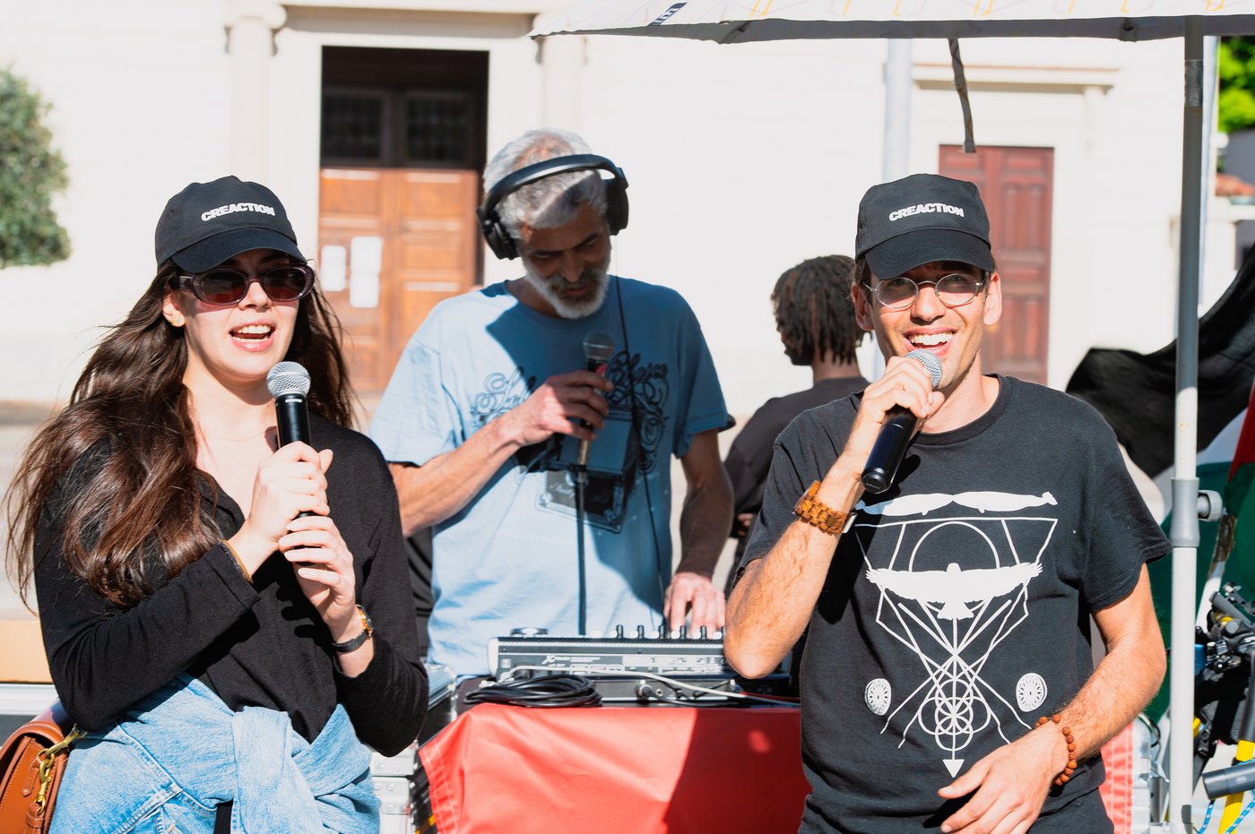Young people at CSV Milano with microphones
