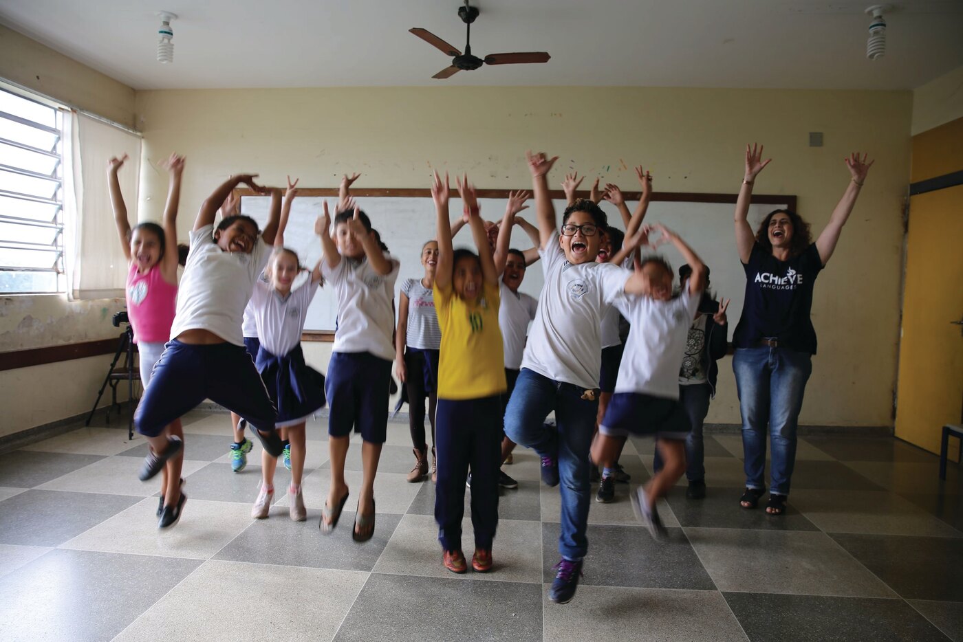 Students working together in a teaching artist session