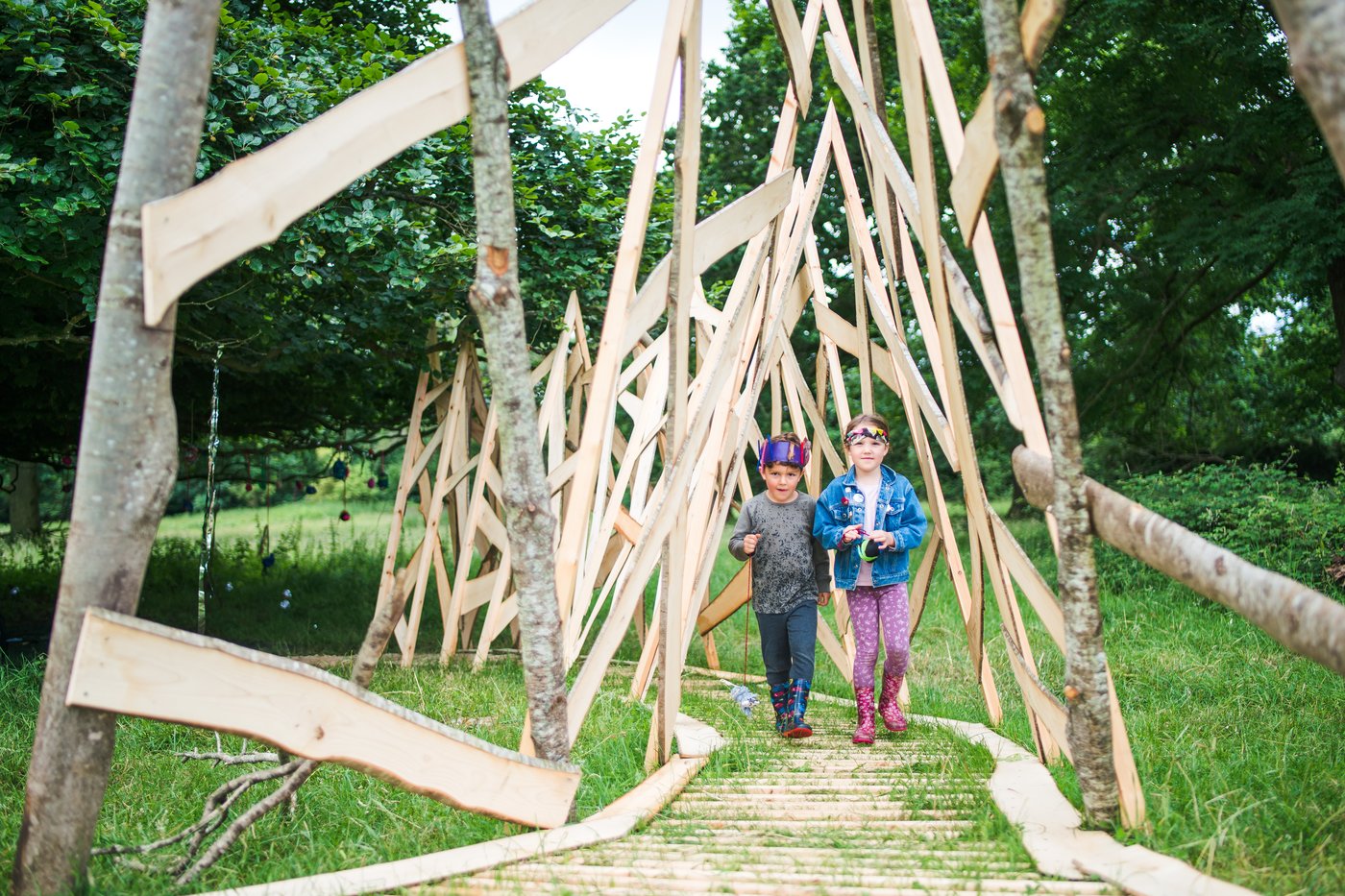 Children engaged with Forest of Imagination installations