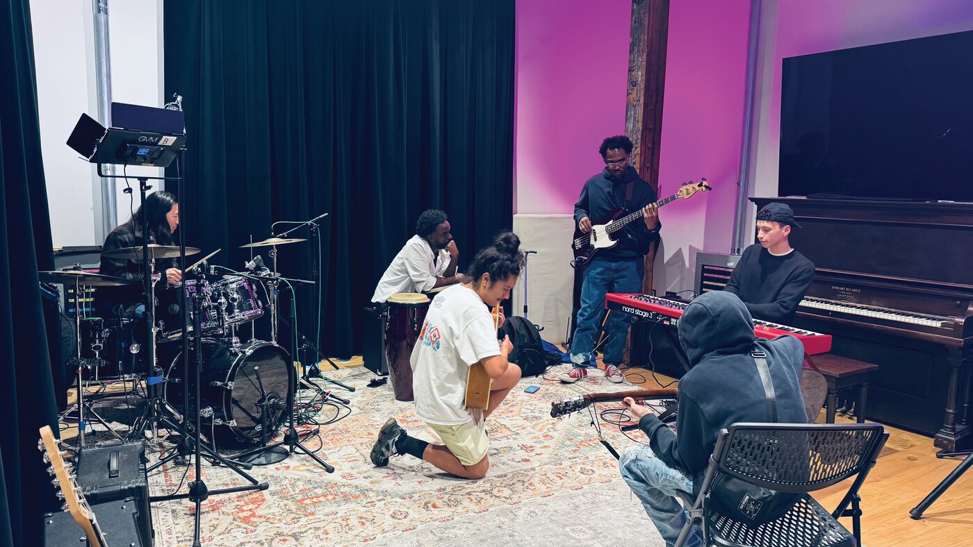 Young musicians rehearsing at Totem Star, Seattle